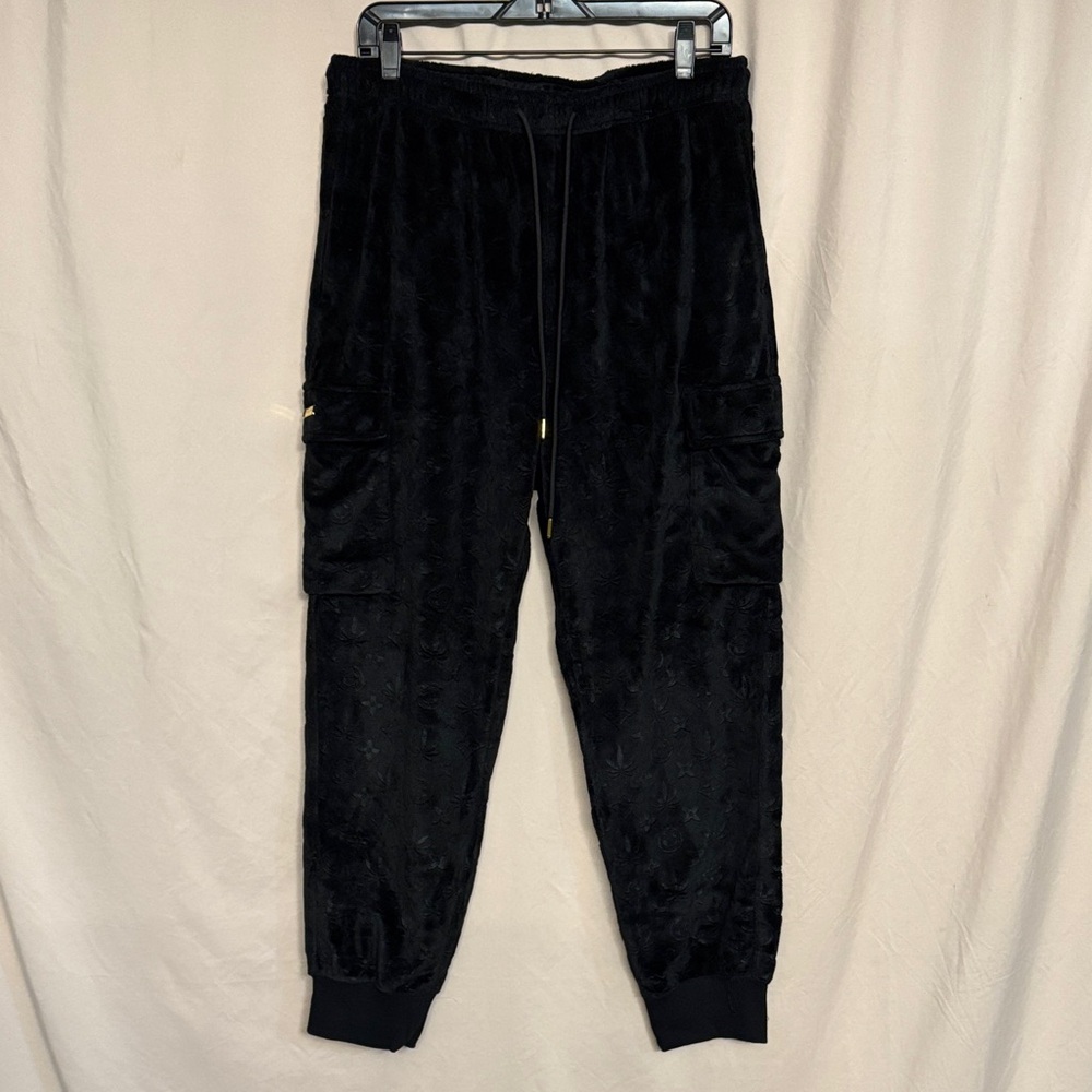 Maison Article Jacquard Cargo Joggers, Size L, Color Black